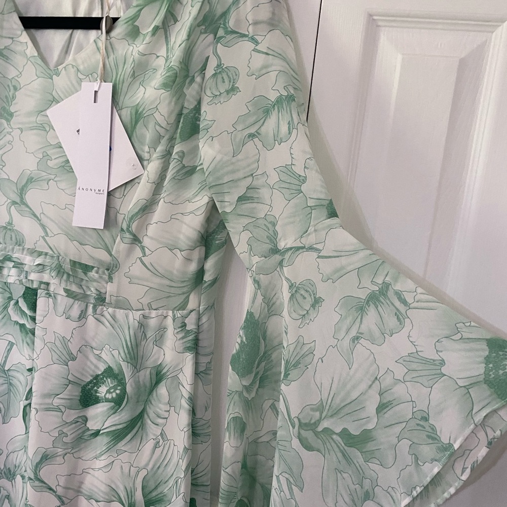 NWT ANONYME Designers Italy Floral Green Leaf Pantsuit IT 42 US Size 6 - Picture 6 of 16